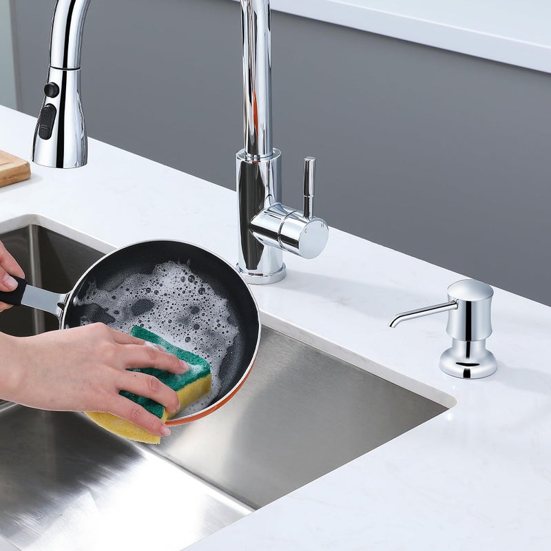 Ultimate Unicorn Soap Dispenser for Kitchen Sink Chrome Upgrade Built-in and Refill-from-Top Design with Liquid Hand & Dish Soap Bottle - Image 2